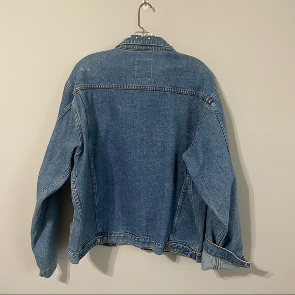 Andrew’s Blues Vintage Pearl Studded Oversized Jean Denim Jacket - Picture 9 of 16